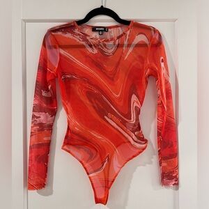 Mesh Swirl Print Bodysuit